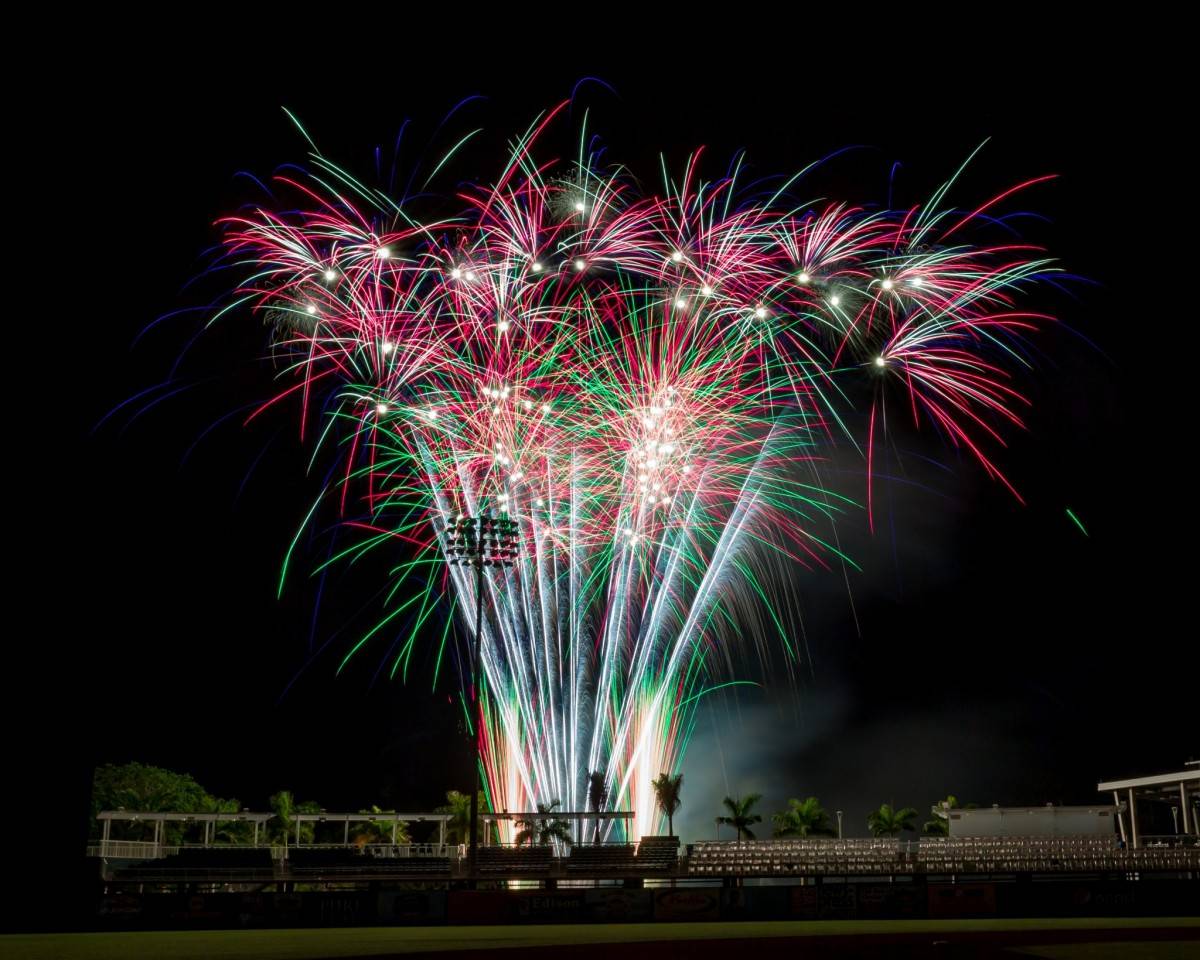 Fort Myers Miracle stadium with fireworks