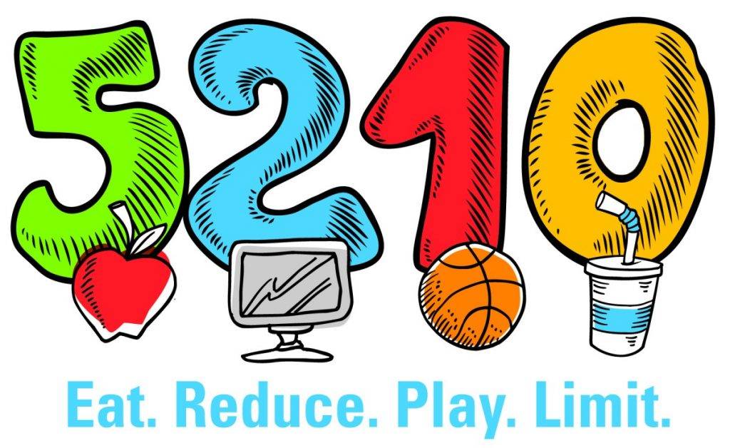 Healthy Lee 5210 Pledge logo that reads eat reduce play limit