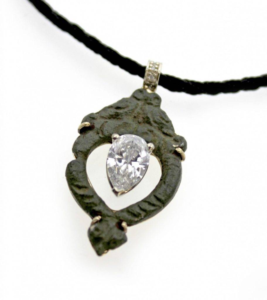 close up of Viking era diamond pendant necklace