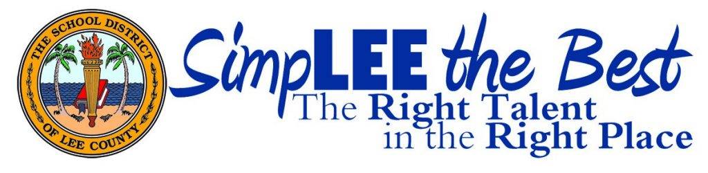 School District of Lee County Simplee the Best logo that reads The Right Talent in the Right Place