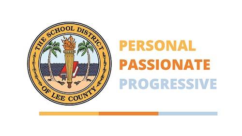 The School District of Lee County logo with tagline Personal Passionate Progressive