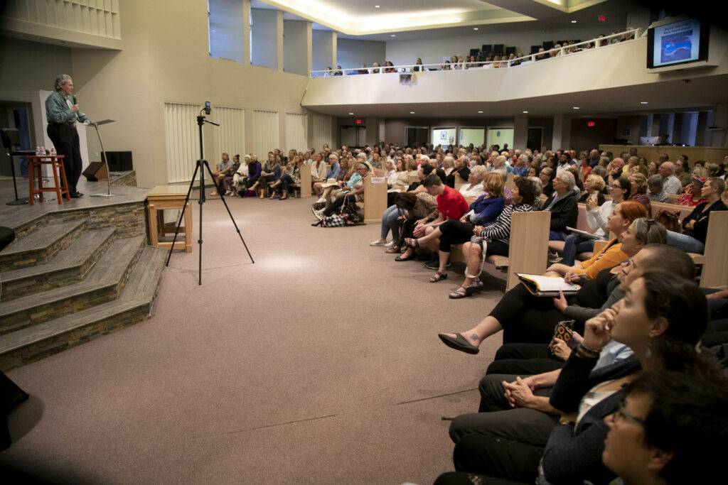 Full auditorium listening to Dr Temple Grandin speak during special event